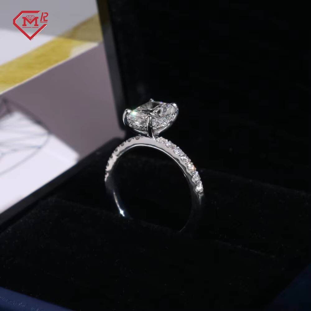 IGI Certified Real Diamond Ring E/VS1 925 Silver Radiant Cut Engagement Lab Grown Diamond Ring