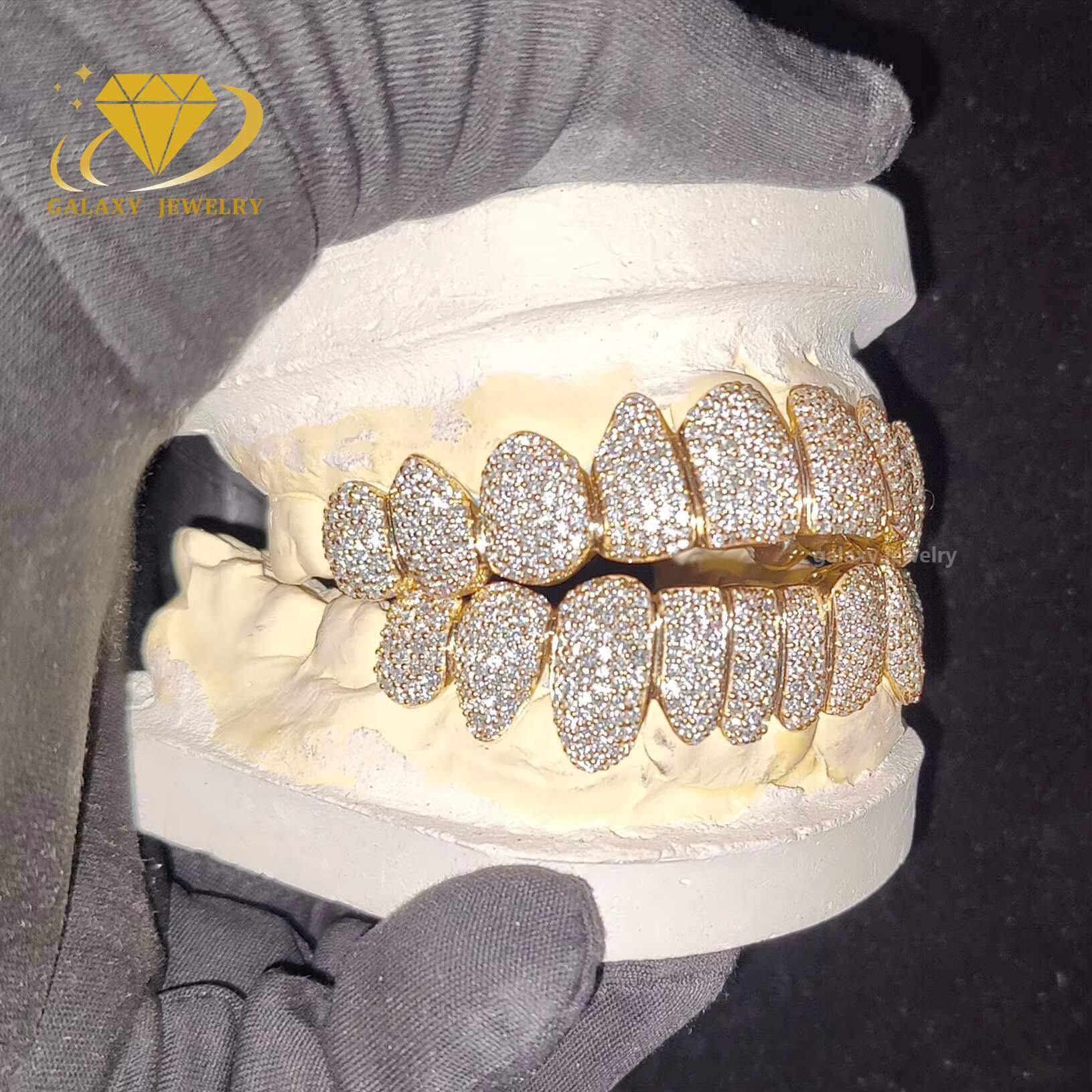 Pass Diamond Tester 925 Sterling Silver Grills Honeycomb Setting VVS Moissanite Iced Out Hip Hop Mens Gold Grillz Teeth