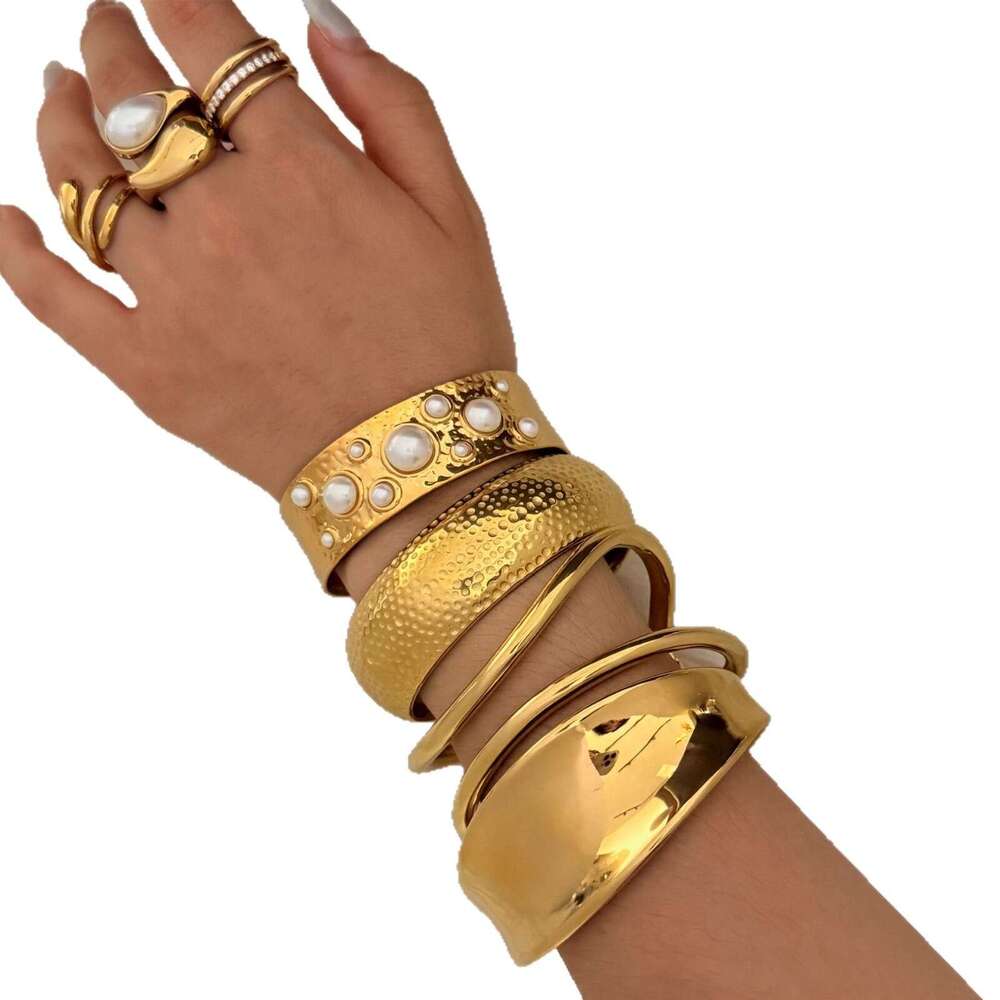 Designer Stainless Steel Ring Bracelet Set Creative High-end Trendy Fashion Electroplated Non-fading