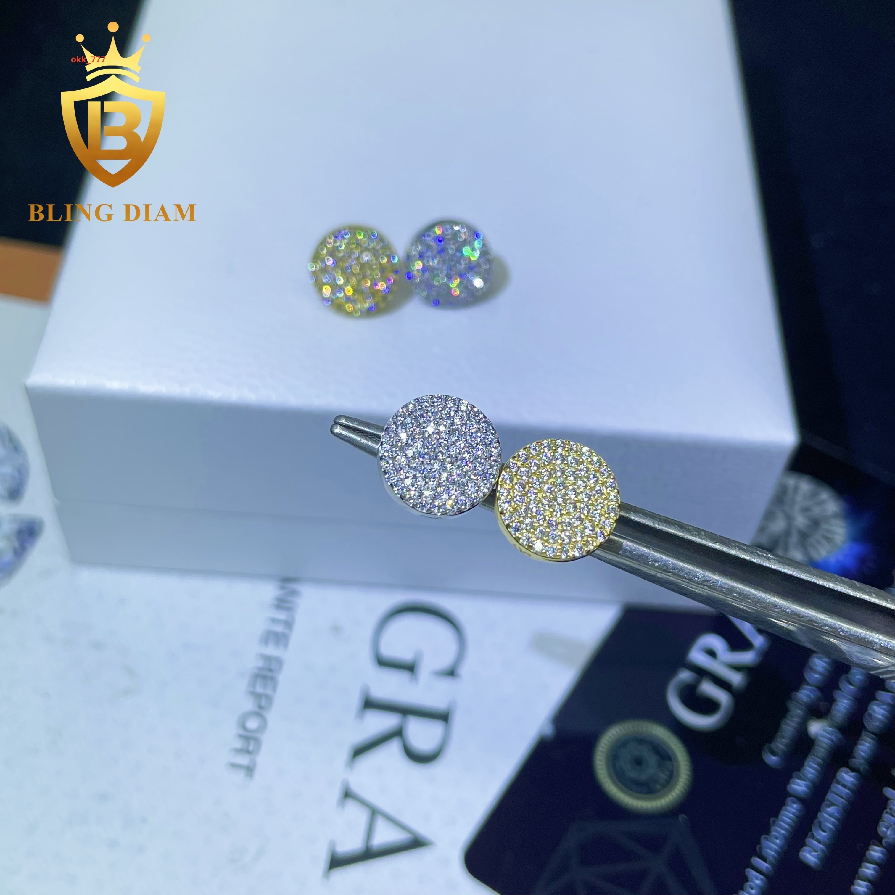 Hip Hop Jewelry Moissanite Earrings for Men 925 Sterling Silver Stud Earring Pass Diamond Tester Wholesale Price