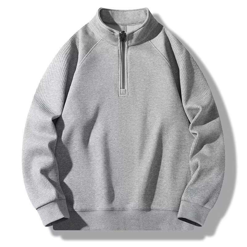 High-End Stand Collar Sweatshirt for Men, Design Sense Half-Zip, Niche Fashion, Couple's Versatile Loose Casual