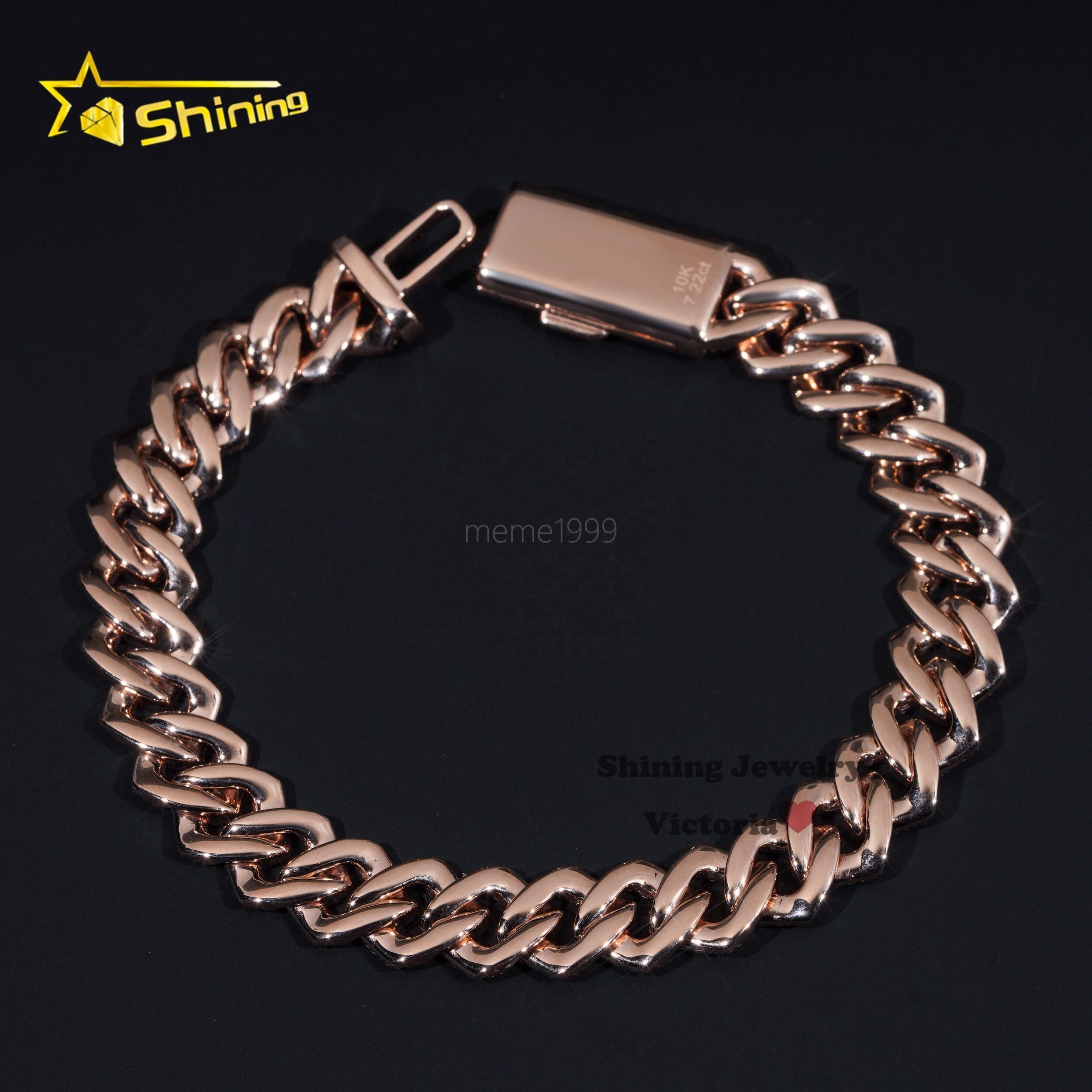 Custom Made Hip Hop Jewelry 10MM Two Rows Cuban Link Chain 10K 14K 18K Real Gold VVS Moissanite Diamond Cuban Bracelet Men