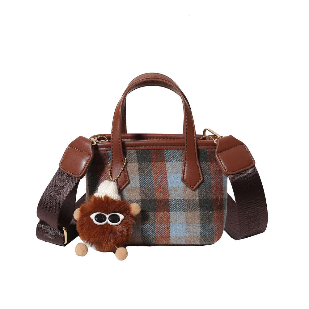2025 Niche New Plaid Bag for Children Fashionable Novel Outdoor Play Crossbody Handbag Coin Purse