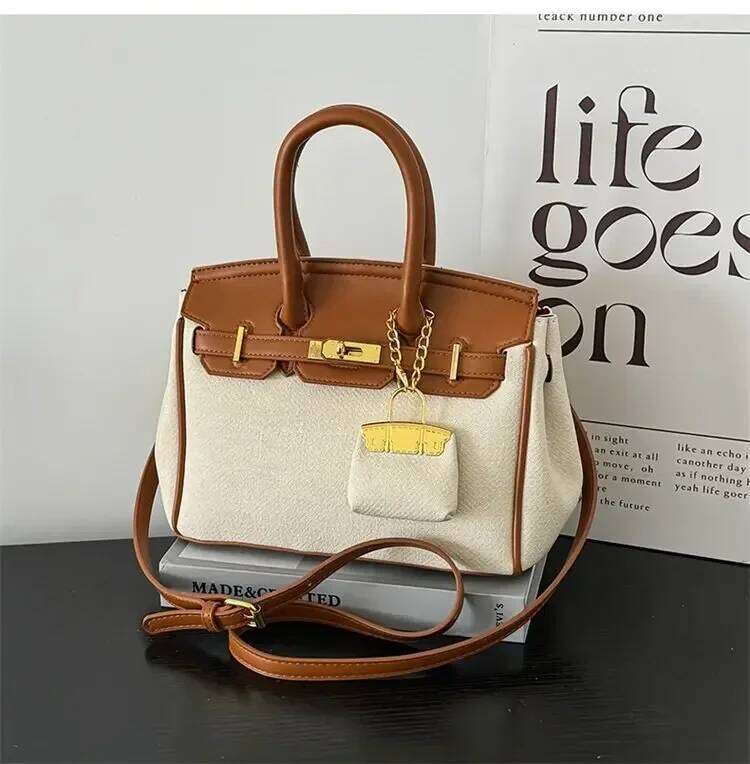 Bohemian Contrast Messenger Bag - New Denim & Leather Crossbody, Versatile Pendant Design for Beach/Brunch/Art Gallery