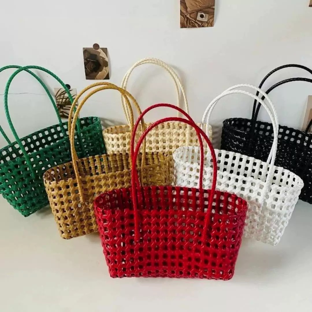 2025 Autumn Hollow Beach Bag Rice Grass Bag Summer Basket Bag Beach Vacation Handbag Shoulder Bag Mesh Bag Women's Bag Women's Crossbody Bag
