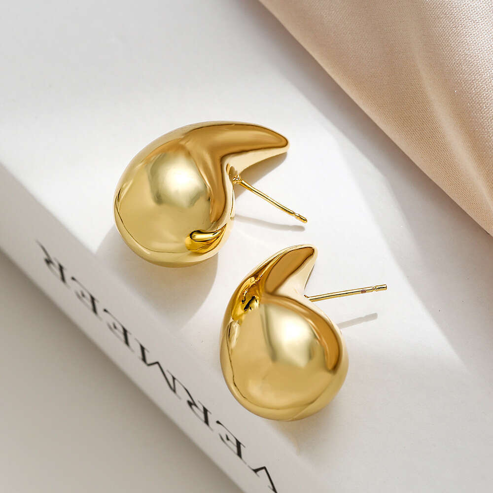 Copper Gold-Plated Water Drop Designer for Women INS Niche High-End Simple Earrings Ear Jewelry