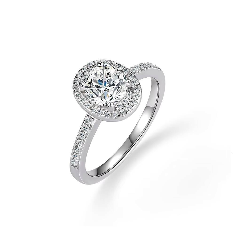 Wholesale With GRA Certificate 925 Sterling Silver Moissanite Wedding Engagement Luxury Full Diamond Hexagram Ring