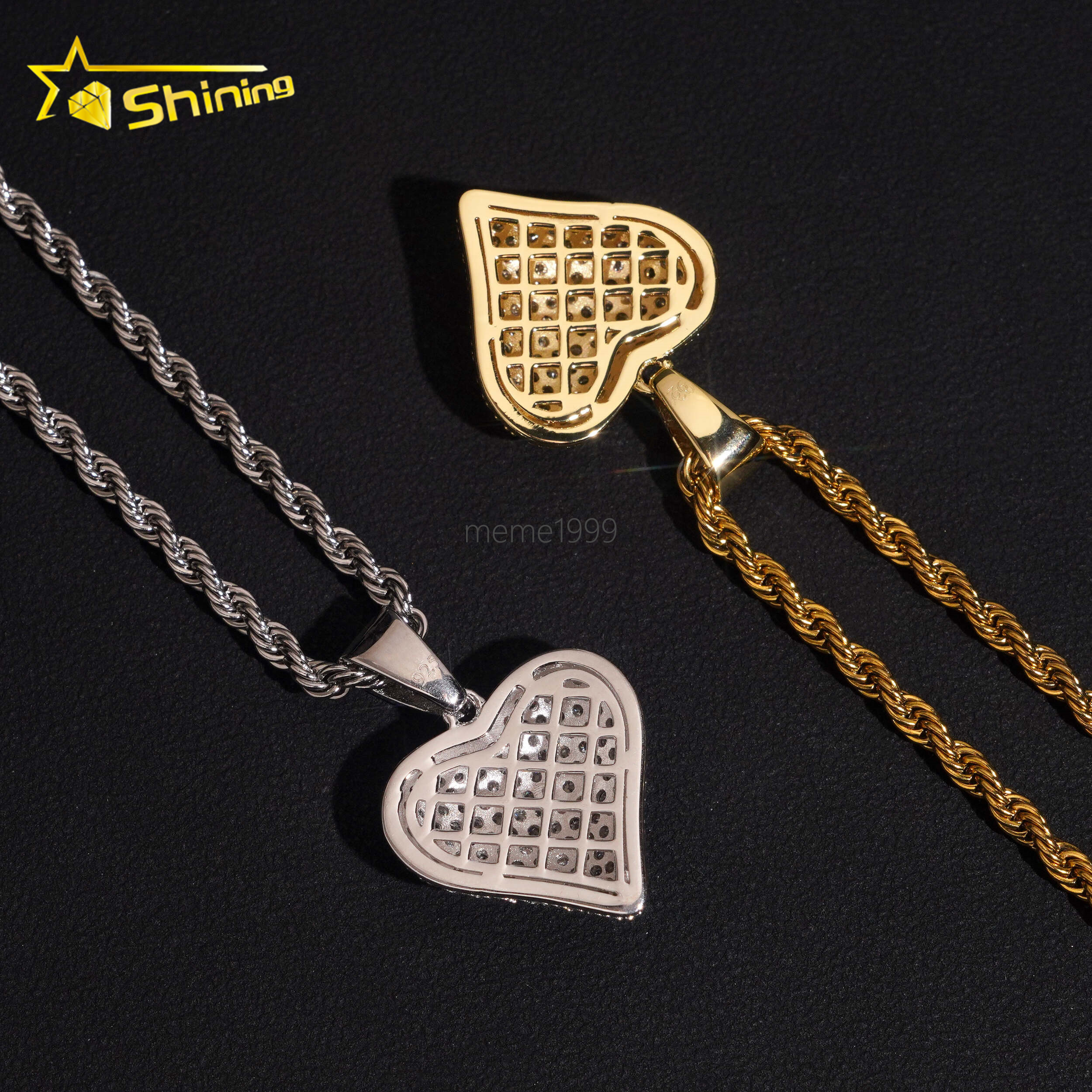 Fine Jewelry VVS Moissanite Heart Shape Pendant 925 Sterling Silver USA Warehouse Fully Iced Out Moissnaite Charm Pendant