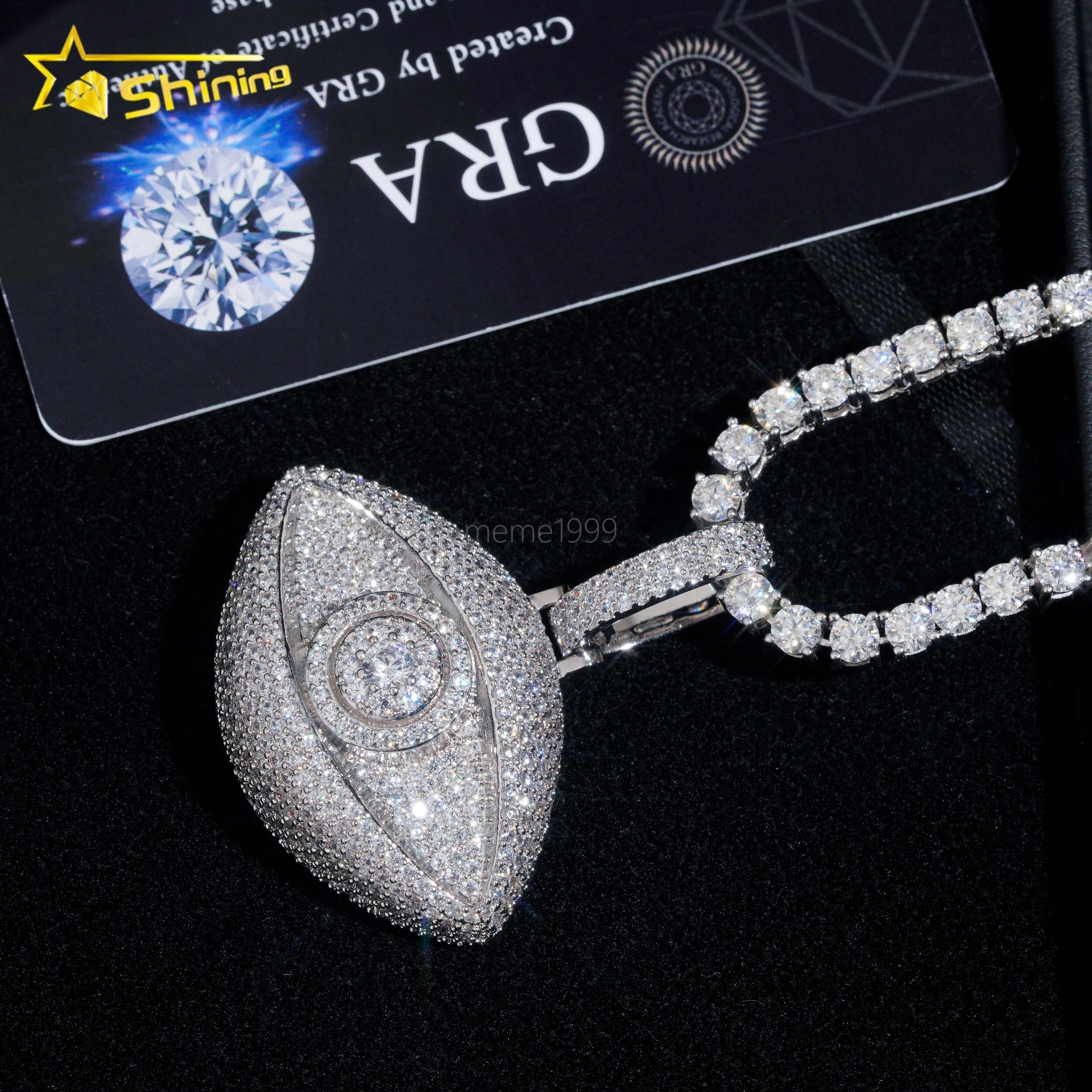 Pass Diamond Tester GRA Certificate 925 Sterling Silver Hip Hop 3D Eye VVS Moissanite Pendant