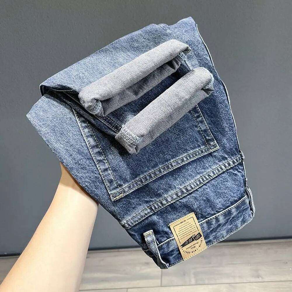 Korean Vintage Loose Tapered Men's Jeans Fashion High Street Drape Harem Pants Youth Hip Hop Streetwear Male Blue Denim Trousers