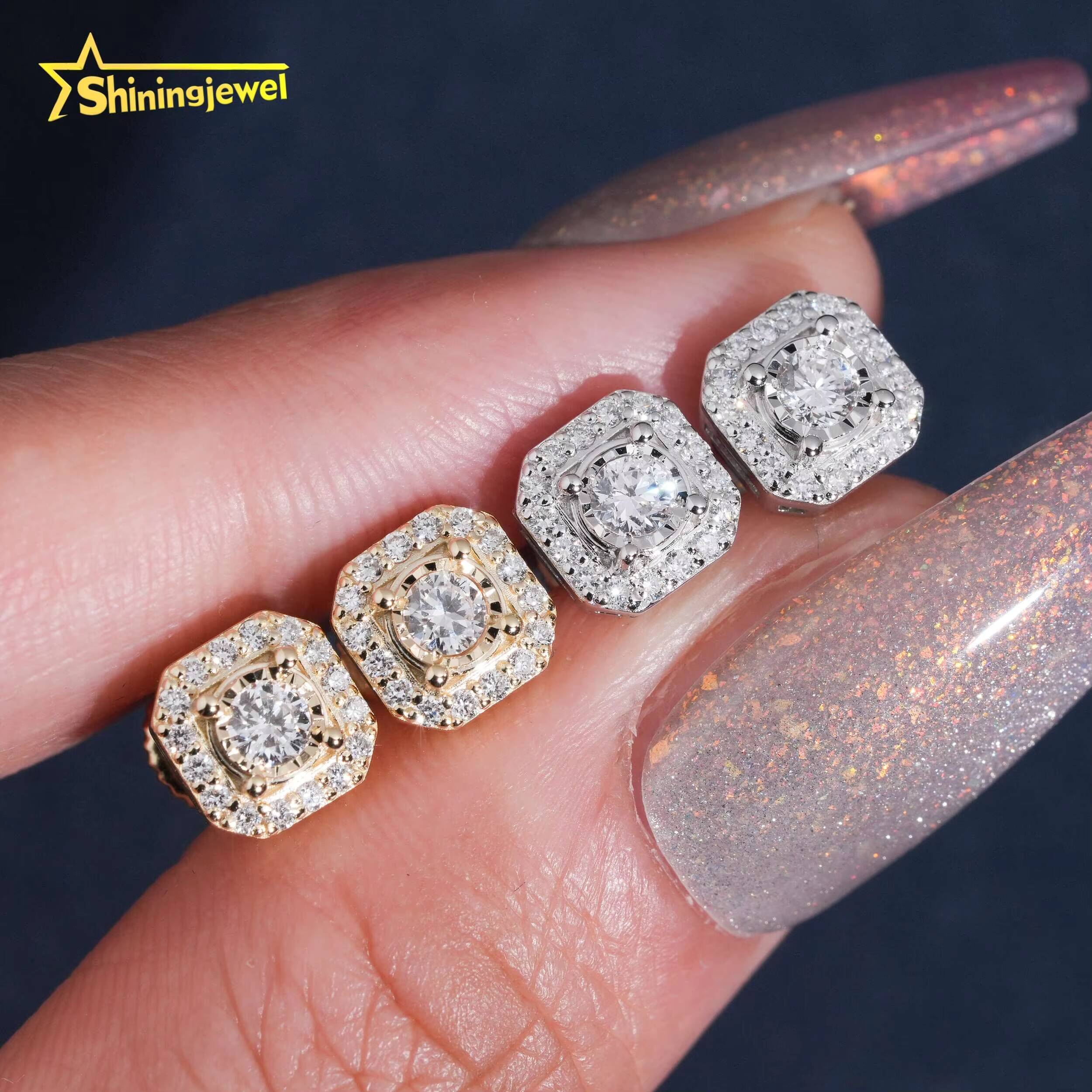 Screw Back Cluster Lab Diamond Earrings 925 Sterling Silver Hip Hop Fashion Halo Earrings Men Women Ear Studs