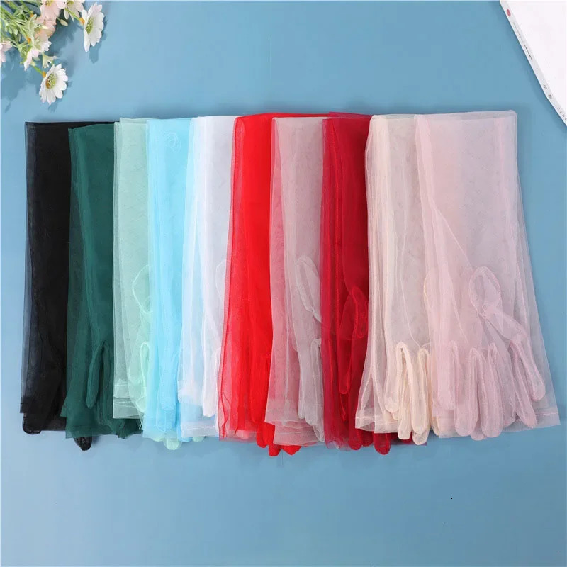 Womens Sexy Transparent Gloves Mesh Tulle Long Opera Costume Party Dance Wedding Bride Dress Pography Props 250811