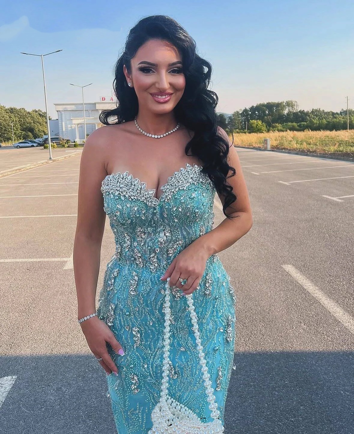 Sparkly Mermaid Evening Dresses For Women Sweetheart Neck Sleeveless Gown Crystal Split Floor Length Dress Party Customized Dress