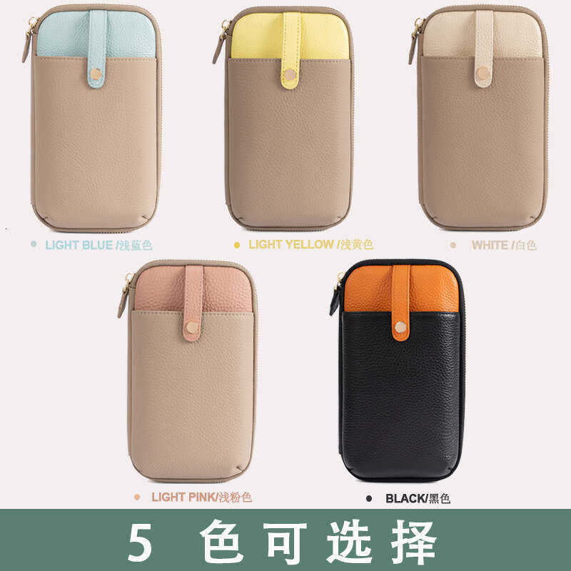 Mobile Phone Bag for Women, Korean and Japanese Style, Fresh Vertical Design, Solid Color, Zipper Mini Shoulder Crossbody Bag, Large Capacity Wallet d