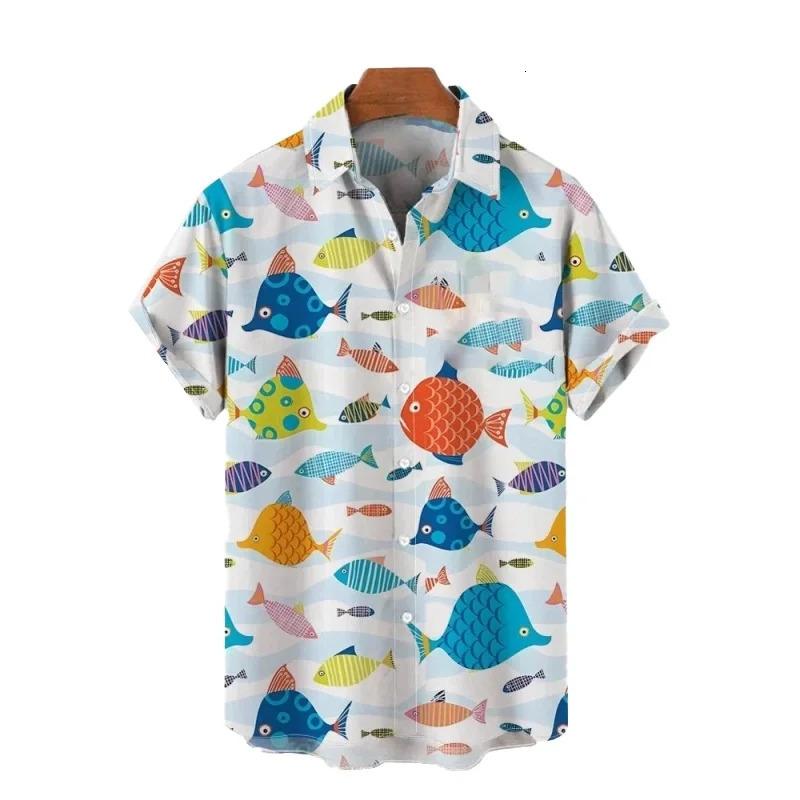 Hawaiian shirt printed short sleeved quick drying beach casual party holiday 250808