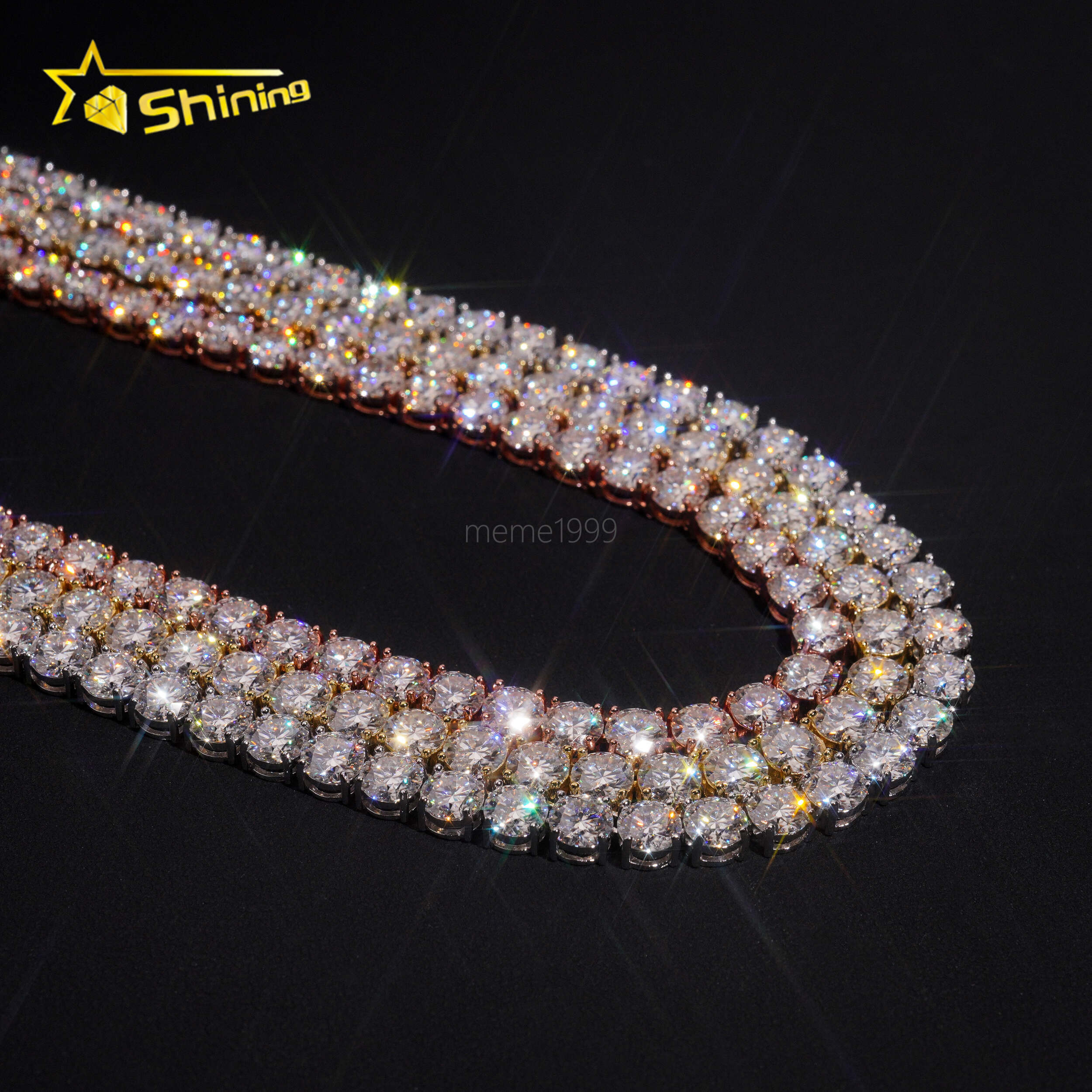 GRA Certificated 925 Sterling Silver Tennis VVS Moissanite Chains Hip Hop Men Women6.5MM Moissanite Tennis Necklace Fine Jewelry