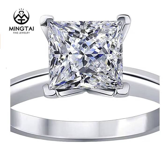 14K Princess Cut Moissanite Diamond Rings Zirconia Fashion Ladies Wedding Simple Gold Rings Designs