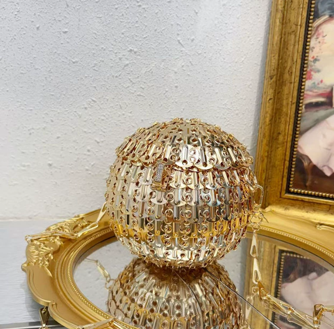 Women Metal Handmade Handbag Crystal Shiny Rhinestone Diamond Evening Bag Dinner Party Clutch Purse Messenger Bag 250314