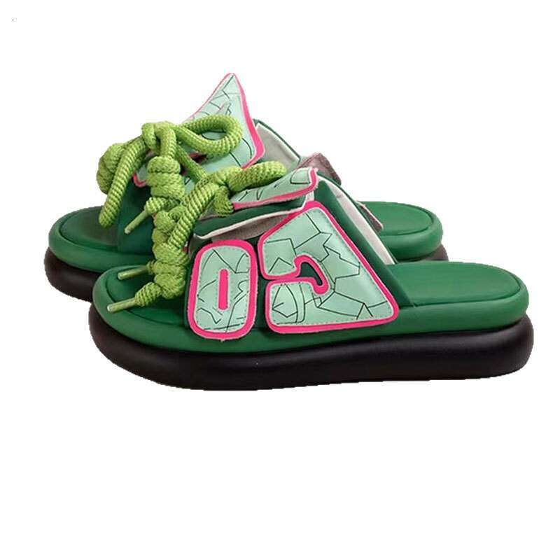 2025 Summer New Lace-Up Color Block Open-Toe Versatile Bread Sandals Fashion Niche Design