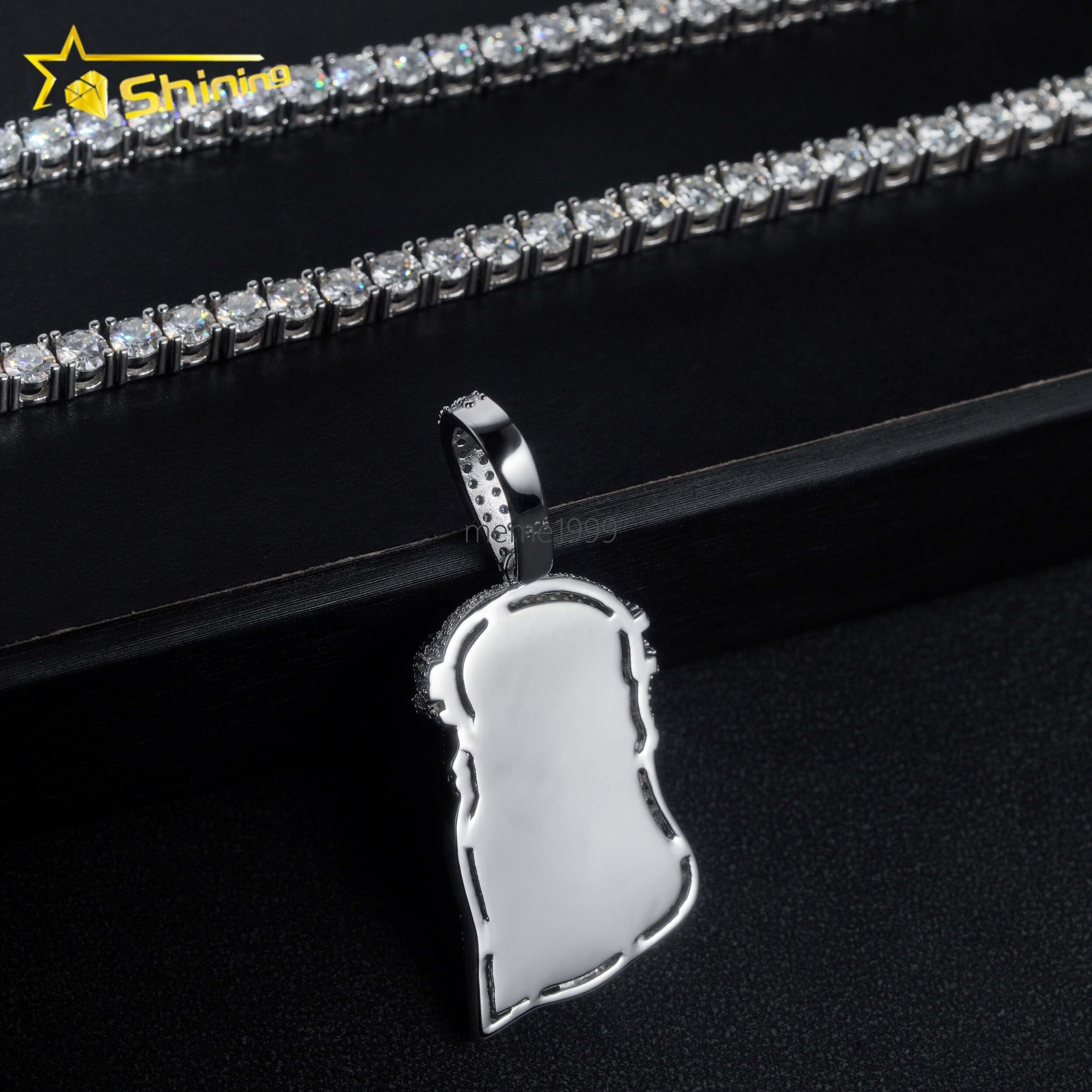 925 Silver Jewelry Hip Hop Ice Out Diamond GRA VVS Cuban Tennis Necklace Chain Custom Mossanite Jesus Pendant