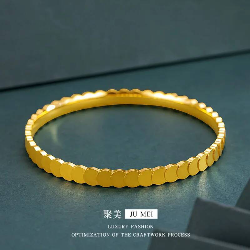 Luxury 24K 9999 Pure Gold real gold Fish Scale Flash Womens Bracelet Long Scale Ring Bracelet