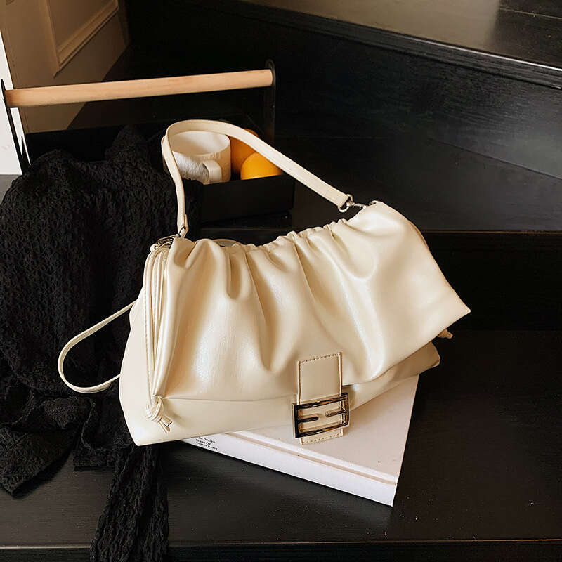 Leather Soft Cloud Drawstring Underarm Trendy Fashion Single Shoulder Tote High-end Designer Crossbody Lucky Bags Women's Bag