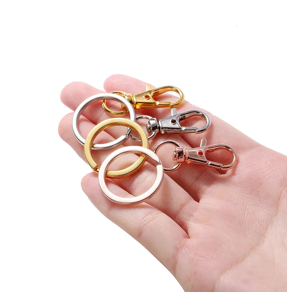 1020Pcs Swivel Clasps Set Lanyard Snap Hooks with Key Chain Rings Keychain Clip for DIY Necklace Bracelet Supplies 250811
