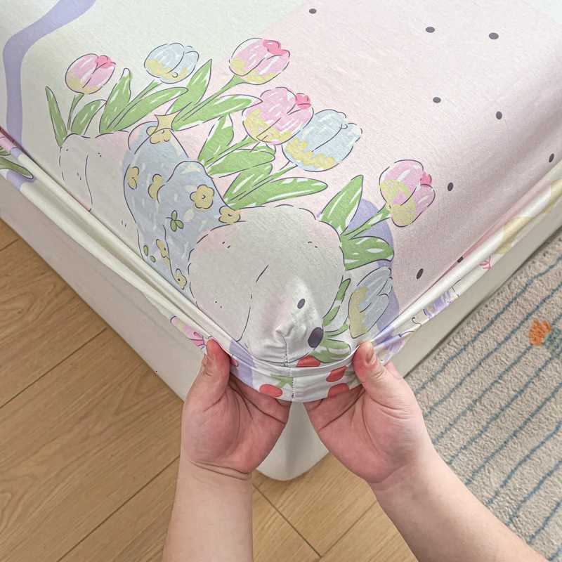 100% Cotton Bedsheet Adults Kids Fitted Sheet Skin-friendly Bed Cover Cartoon Style Bed Linen drap de lit(case Need Order) Y250819
