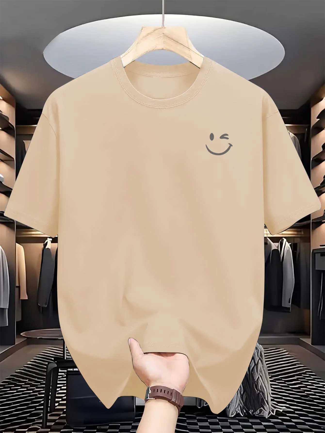 Summer mens 100% cotton casual loose fit large letter print round neck short sleeved T-shirt top High Street Unisex style Y250819