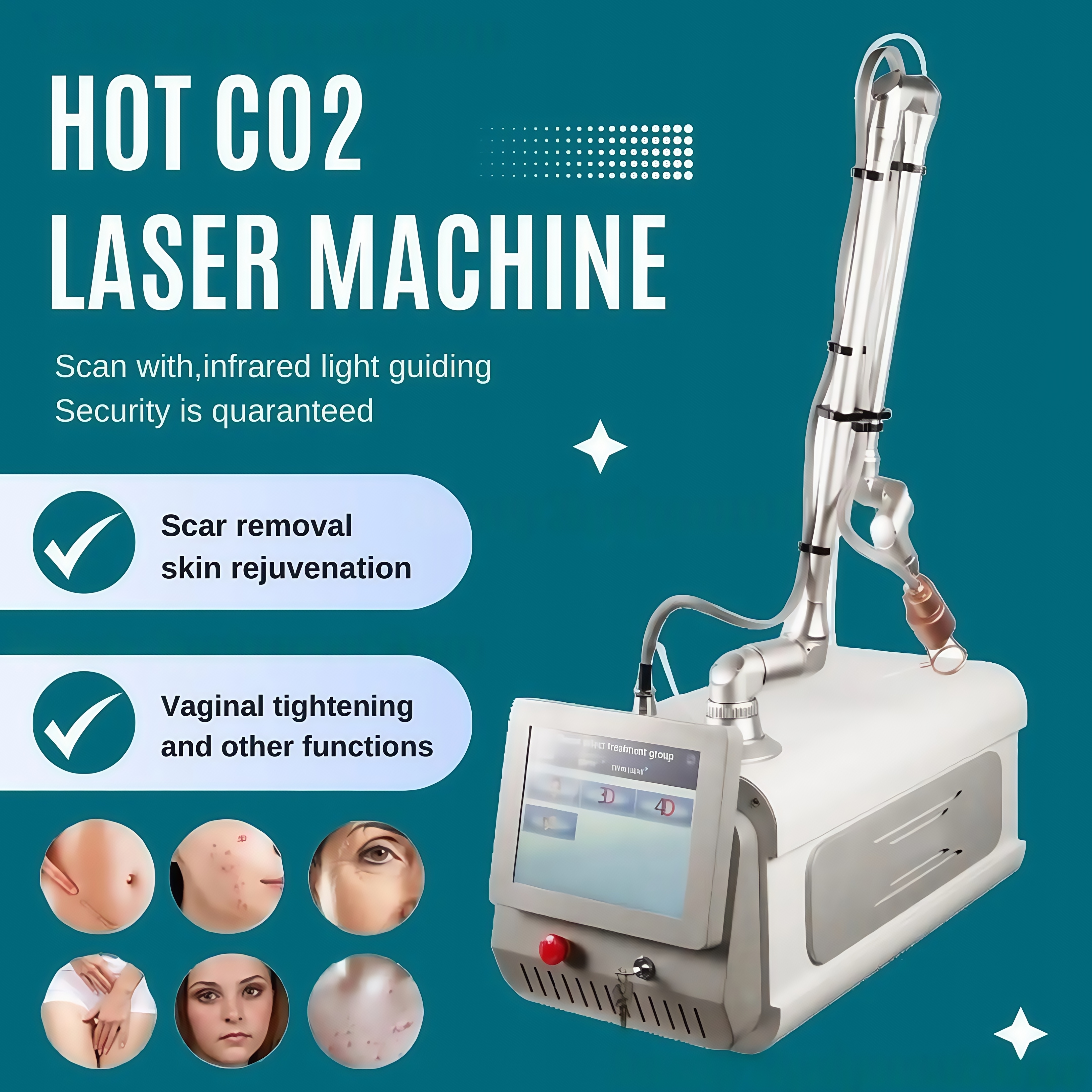 2025 New Painless Co2 Fractional Removal Machine for Skin Rejuvenation Wrinkle Remover and Pigment Remove
