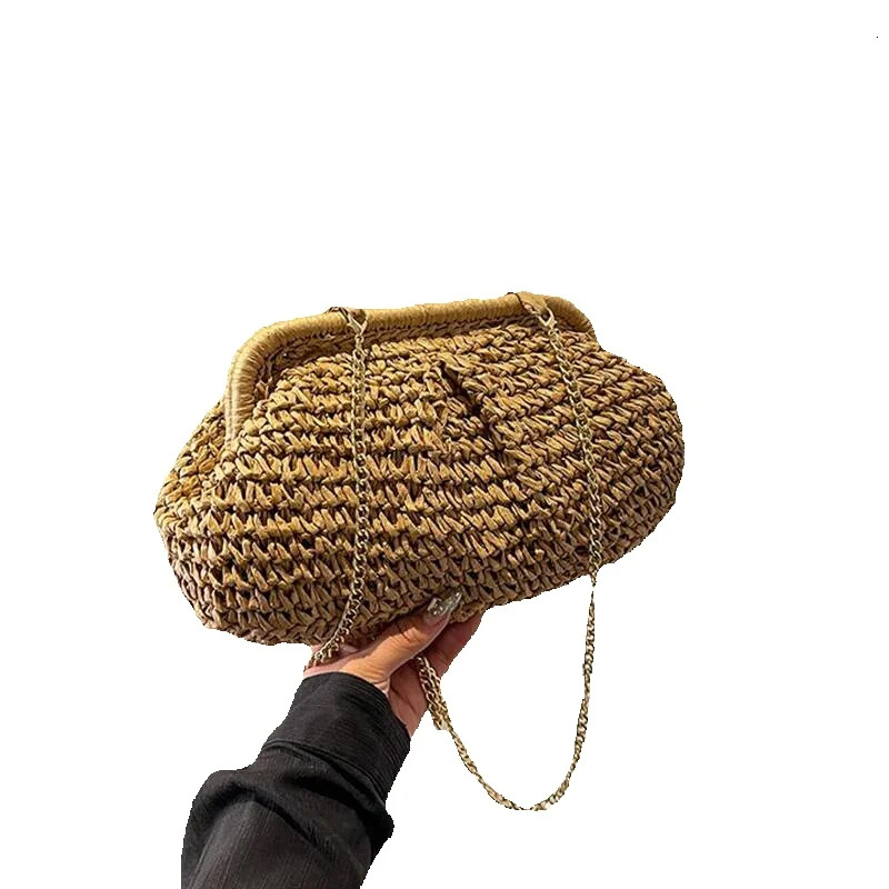 Autumn new women s crossbody bag new straw woven crossbody bag fashionable and casual shell bag women s shoulder bag textured autumn new designer bag