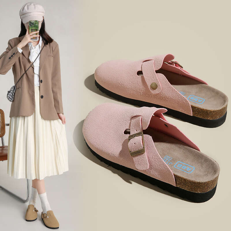 2023 New BK Closed-Toe Women's Summer Fashion Outdoor Sole Couple Flat Heel Cork Lazy Breathable Sandals