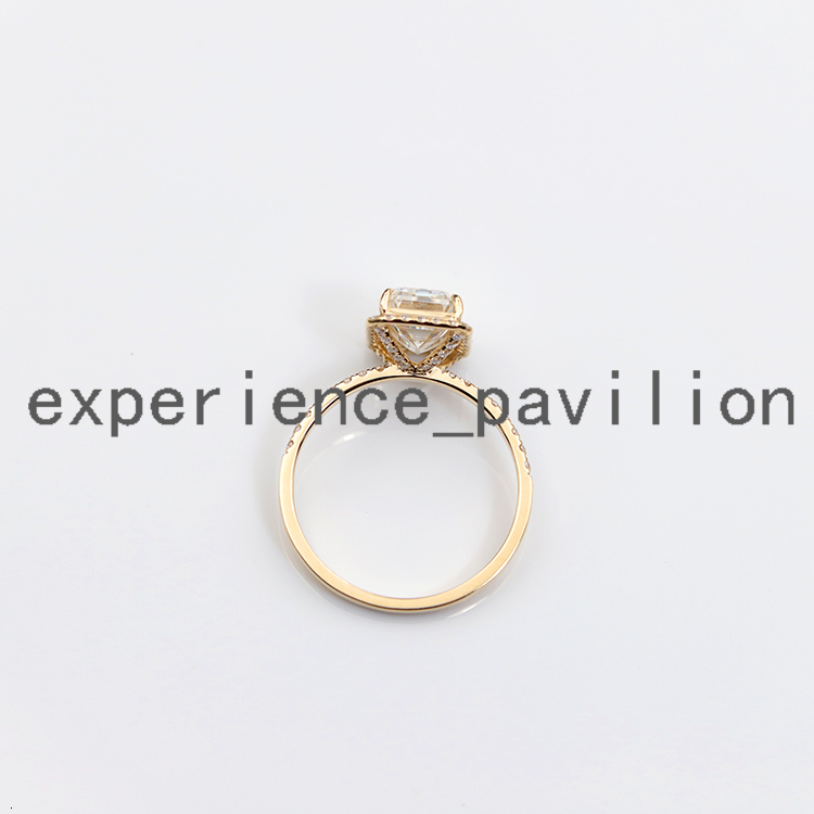Classic 2ct 6x8mm 14K White Gold Emerald Cut Moissanite Ring With Small Halo Engagement Ring