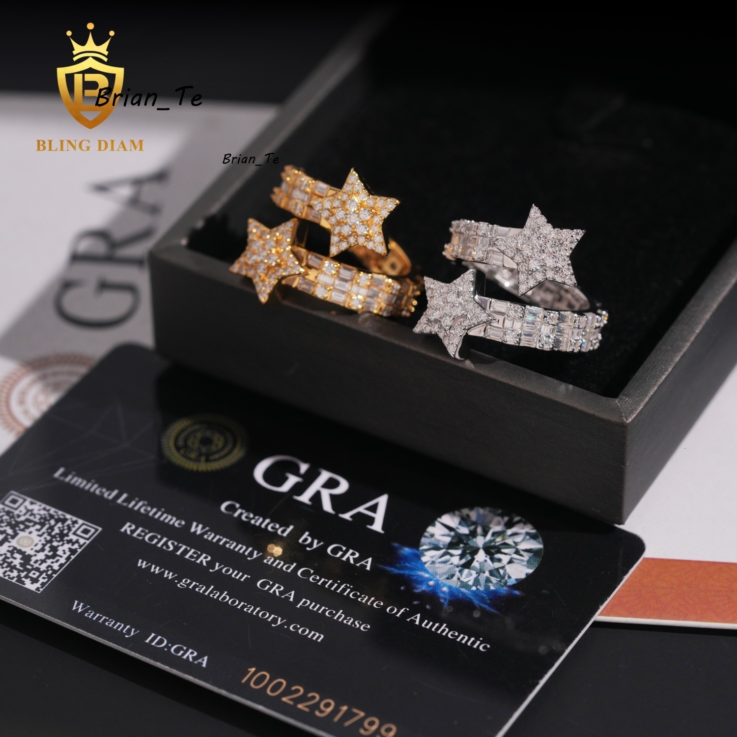 New Arrivals Custom Hip Hop Rings Fine Jewelry 925 Silver Heart Star Shape Baguette VVS Diamond Iced Out Moissanite Ring