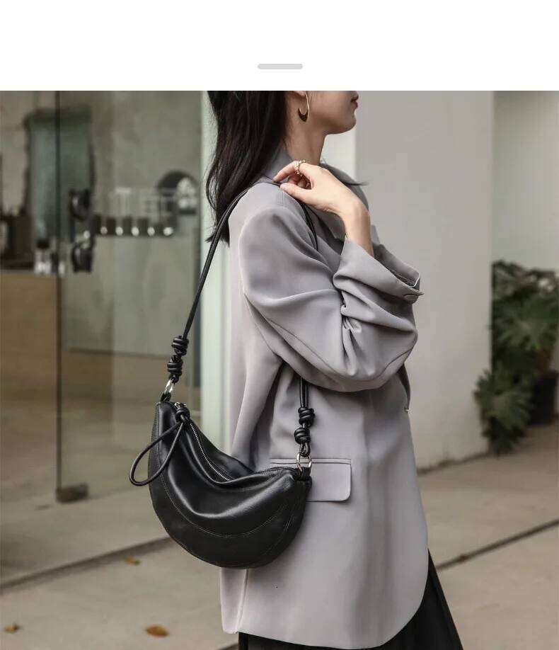 Designer Bags Niche Style Half-Moon Shape Flap Saddle Small First Layer Cow Leather Women Shoulder High-End Daily-Use Crossbody Bag Luxury Bag