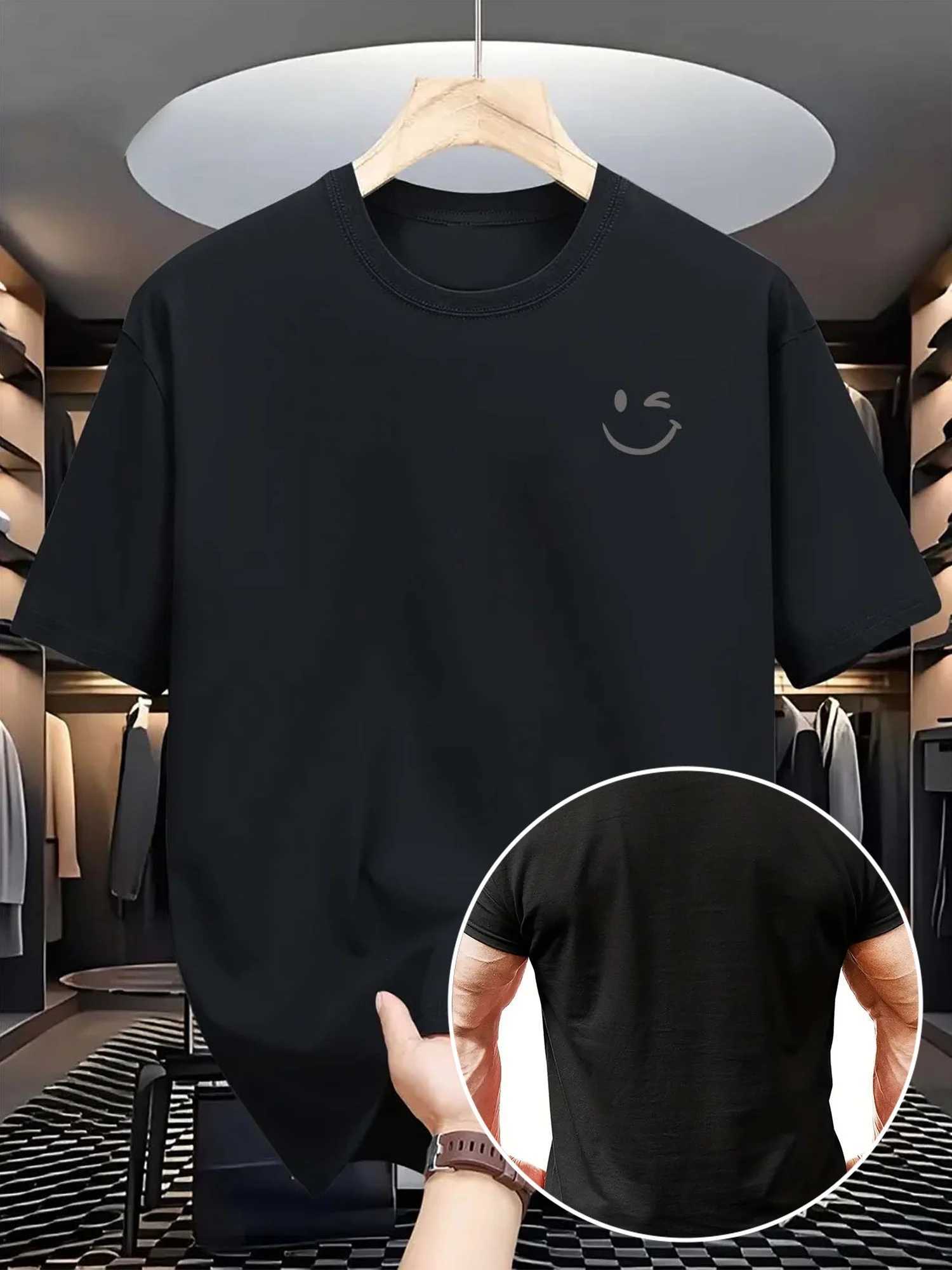 Summer mens 100% cotton casual loose fit large letter print round neck short sleeved T-shirt top High Street Unisex style Y250819