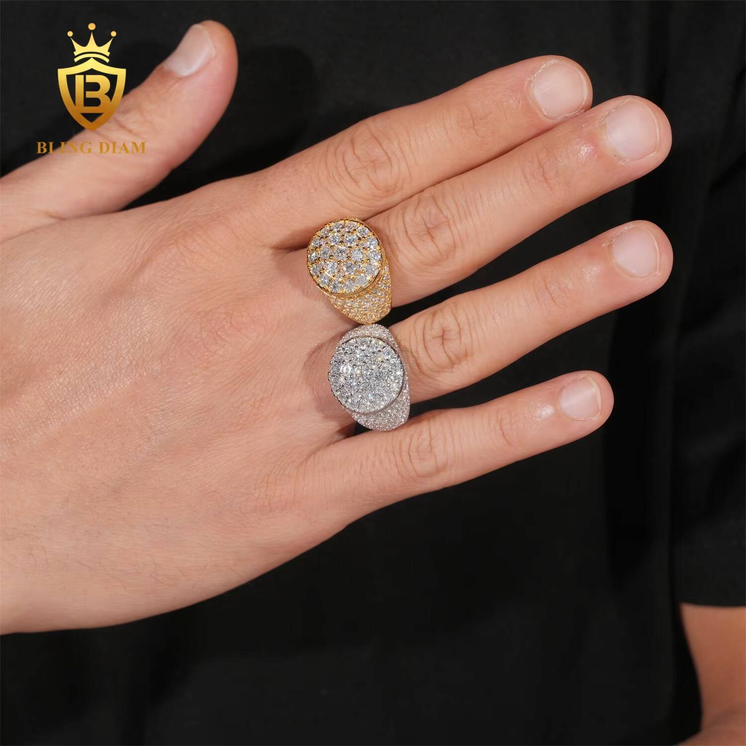 Hip Hop Jewelry Ring S925 Sterling Silver Ice Out Vvs Moissanite Pass Diamond Tester Resin Flower Finger Rings for Men