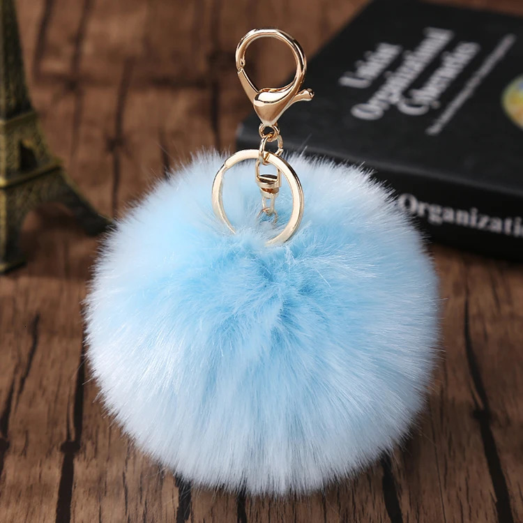 Trinket Fluffy Artificial Rabbit Fur Ball Key Chain 8cm Pompons Keychain 21 Color Women Car Bag Ring Hang Jewelry 250811