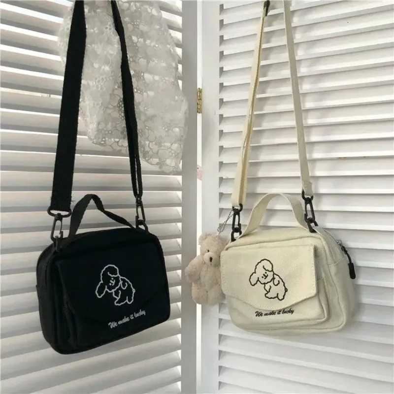 Teen Women Messenger Bags Ladies Canvas Printed Cute Small Square Bag Student Cartoon Shoulder Bag Mobile Phone Wallet Y250819