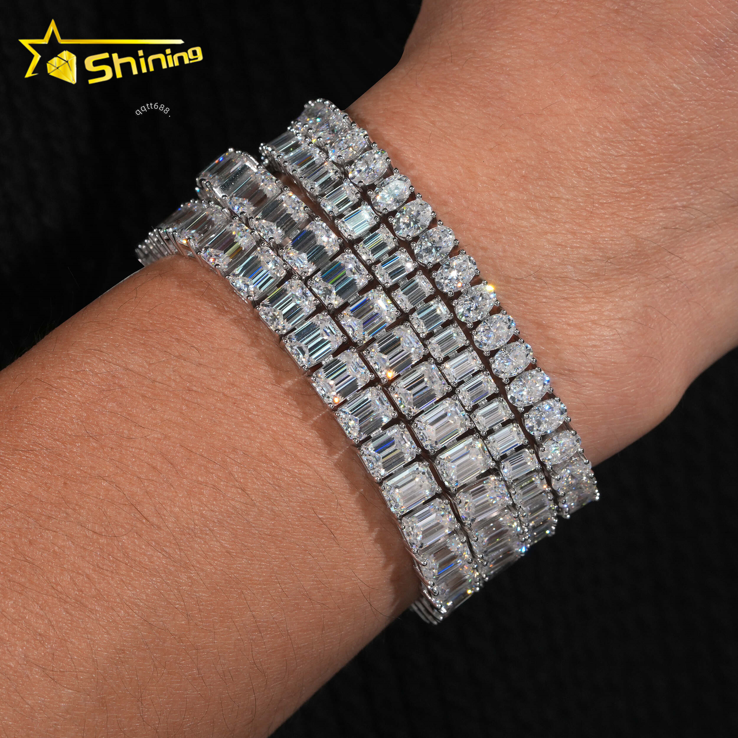 New Arrival VVS Moissanite Bracelet Collection Iced Out 925 Silver Men Women Oval Emerald Cut Moissanite Tennis Bracelets