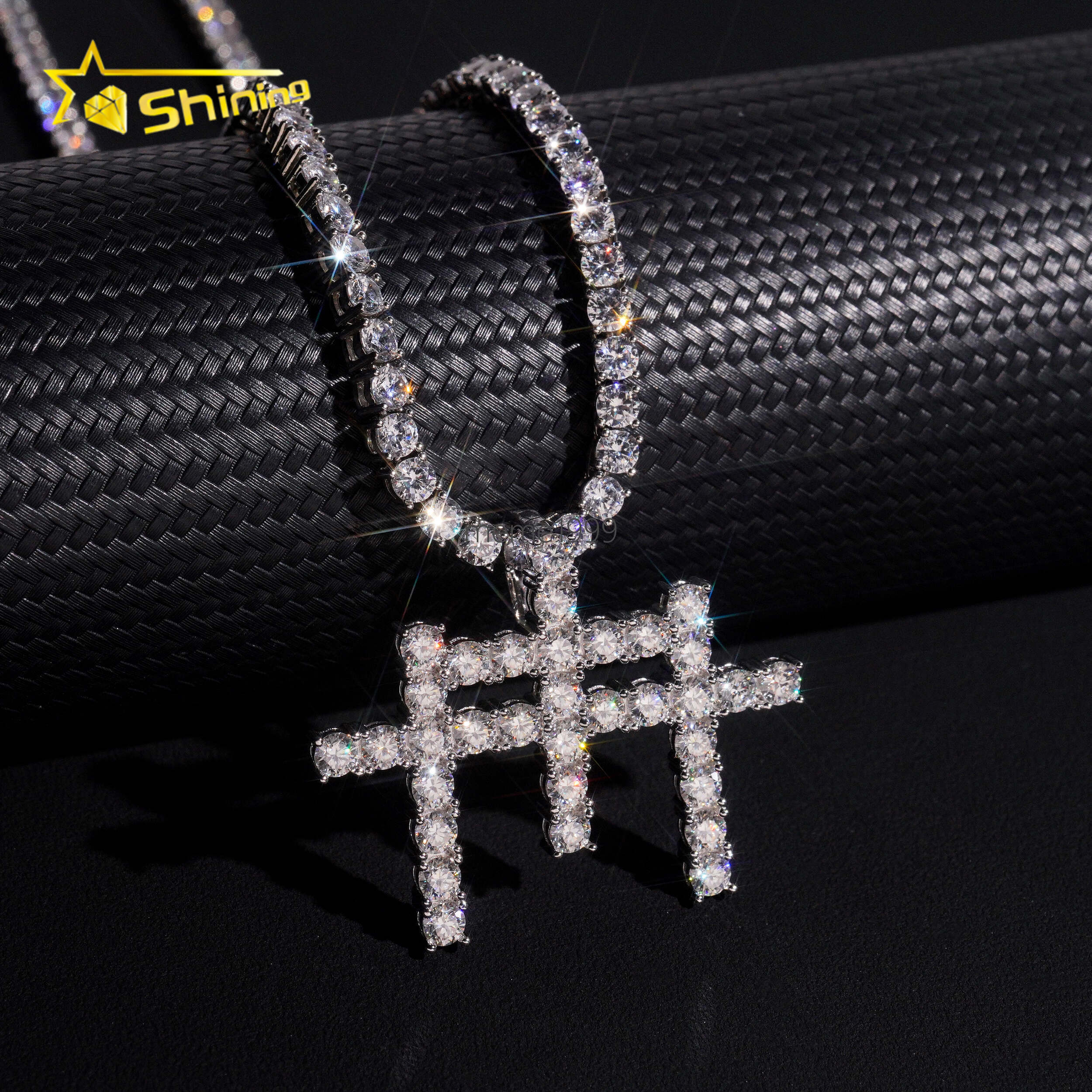 GRA Certificated Three Cross Style Moissanite Pendant Fine Jewelry Charms 925 Silver Gold Plated Men Women Hip Hop Pendant