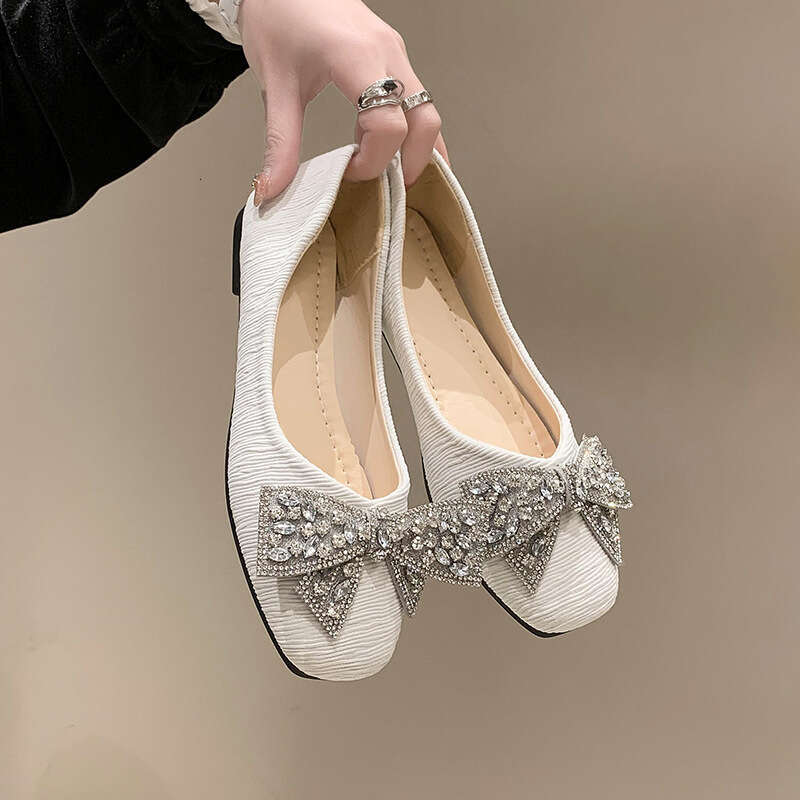 Shallow Mouth Single 2023 Summer New Korean Style Bowknot Flat Loafers Slip-On Outdoor Granny Shoes for Women