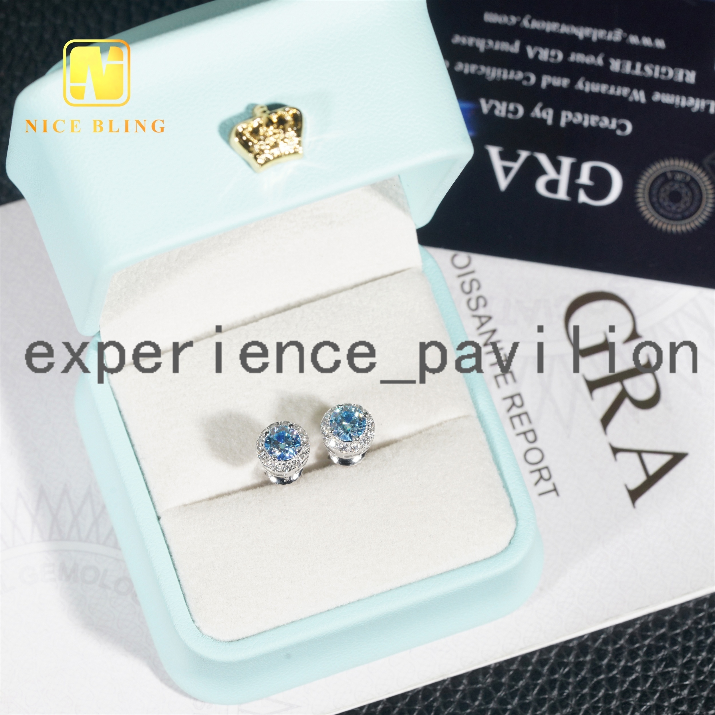 Hot Selling Hip Hop Earrings 5mm Main Moissanite Diamond Ear Studs Blue Green Red pink Lab Diamond Silver Earrings for Men Women