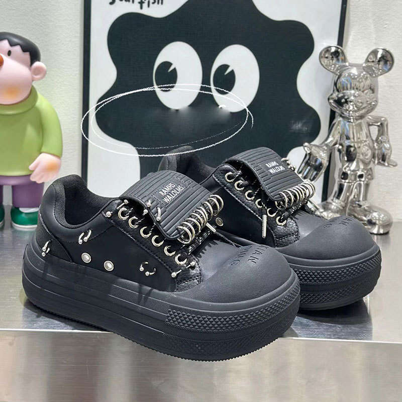 2024 New White Thick-Soled for Women, Autumn Breathable Cowhide Big Toe Height-Increasing Niche Subculture Casual Lip Stud Shoes