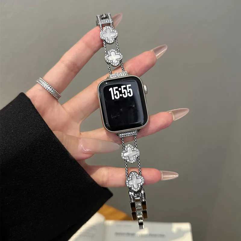 Metal Strap for Watch Band tra 2 49mm 46mm 45/44/ 42/41/40/38mm Diamond Four-leaf Bracelet For iWatch 10 9 8 7 SE Y250820