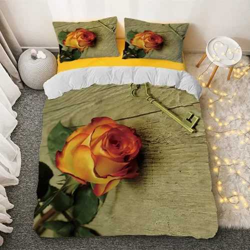 Red Rose King Queen Duvet Cover Romantic Flowers Bedding Set For Kids Teens Adults Girly 3D Floral Black Soft 2/3pcs Quilt Cover Y250819