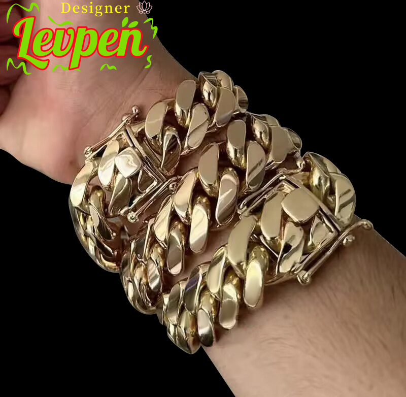 Miami Plating 14K Cuban Gold Link Hip Hop 22MM 9.5 250G Solid Silver 999 Cuban Link Bracelet