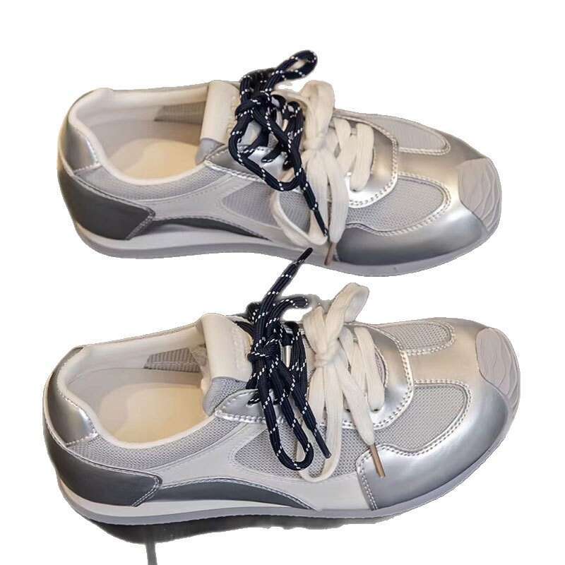 Height Increasing Training for Women 2025 New Summer and Autumn Style Ins Genuine Leather Mesh Breathable Red Versatile Campus Forrest Gump Shoes