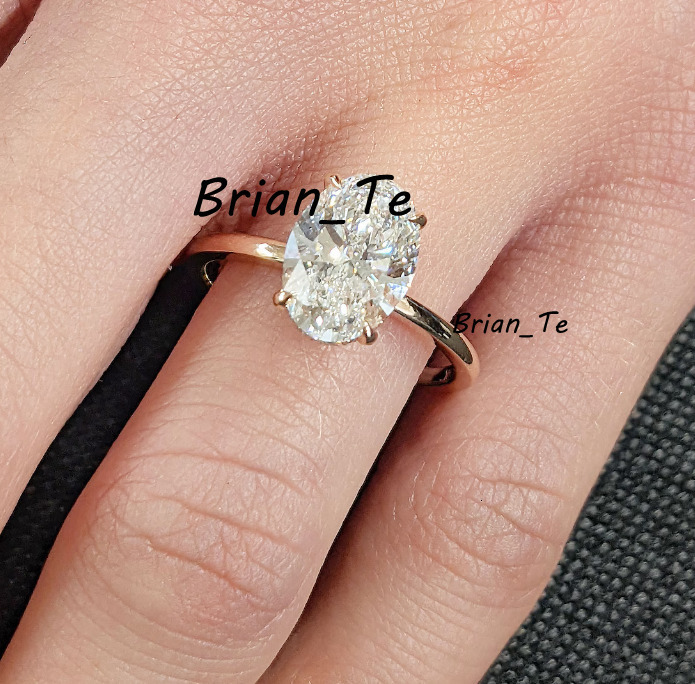 2ct Oval Cut Moissanite Engagement Ring Fine Jewelry Side Stones Hidden Halo Diamond 14k Gold Moissanite Ring