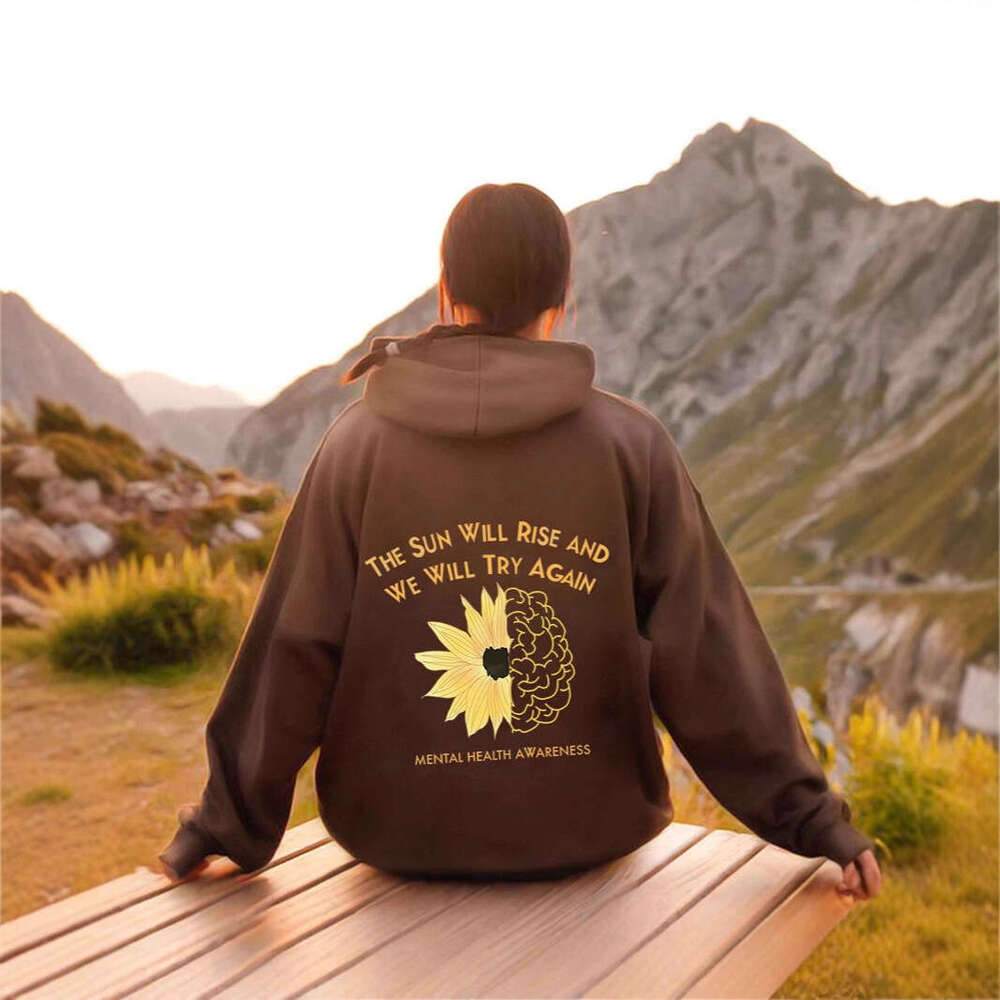 New Spring and Autumn Drop Shoulder Sleeve Printed Sweatshirt Casual Hoodie Sunflower